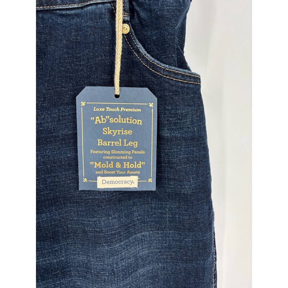 Democracy Jeans Plus 16W Blue Ab Solution Skyrise Barrel Leg New - Picture 2 of 11